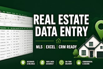 do real estate data entry, property research, and excel cleanup for agents