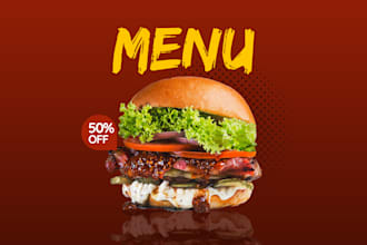 design special restaurant menu and food flyer in 1 day