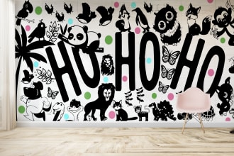 do doodle wall art, mural for restaurant, office and home