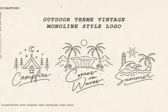 illustrate vintage monoline and hand lettered outdoor logo