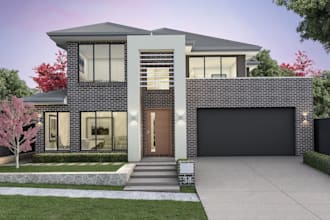 do australian house exterior facade 3d modeling, rendering