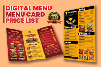 design digital menu, price list, menu card