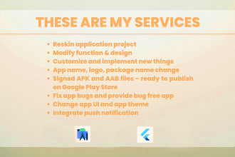 reskin , rebrand , redesign any codecanyon any flutter app