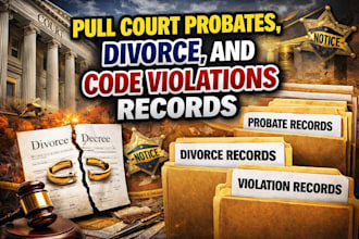 pull court probates, divorce, and code violations records