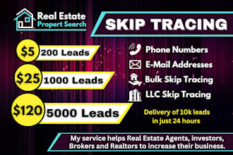 offer skip tracing for USA, bulk skip tracing, llc skip tracing for real estate