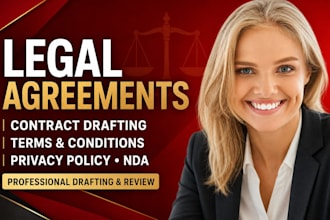 draft legal agreement, lawyer contract, terms and conditions, privacy policy,nda