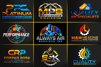 make modern plumbing heating hvac cooling and air conditioning logo