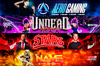 design a youtube banner, gaming banner, twitch banner, header