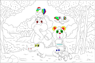 create awesome and amazing colouring book page for kids