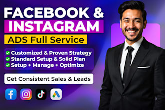 be your shopify facebook ads, instagram ads campaign, marketing manager