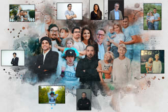 merge multiple photos into watercolor artwork