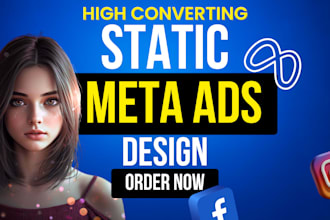 design high converting meta ads creative with hooks for facebook instagram post