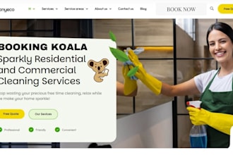 design cleaning service wordpress website with booking koala, house cleaning