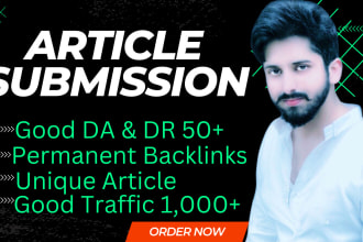 provide article submission with 50 da dofollow backlinks