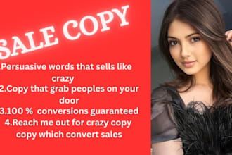 write unique  page sales copywriting that sales  crazy