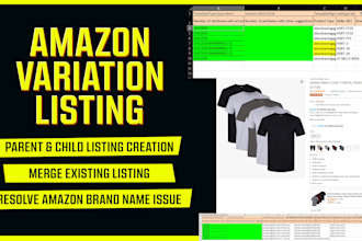 create amazon variation listing or fix parent child variation listing