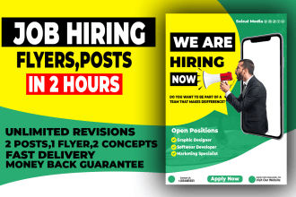 design job hiring flyer, business flyer, recruitment, social media ads job post