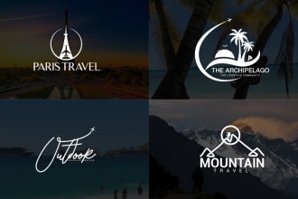 do travel agency adventure tourism outdoor mountain hiking resort beach logo