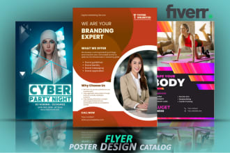 design digital flyer, fitness flyer, product catalog, music poster or any design