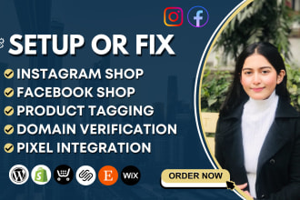 set up or fix instagram shop, facebook shop and integrate with ecommerce store