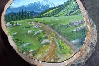 paint customized acrylic designs and calligraphy on wood