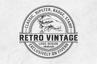 do hand drawn retro vintage and badge logo design
