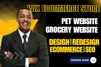 wix design redesign wix pet website, grocery website wix studio ecommerce store
