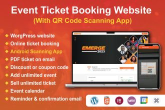 create event ticket website payment with qr code scanning