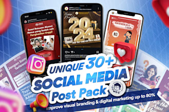 design 30 original social media posts for feed and story