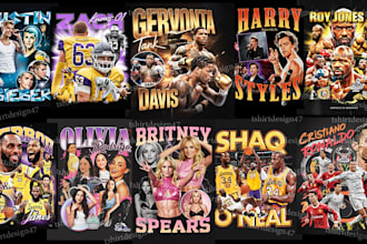 create unique 90s bootleg t shirt design and sports design