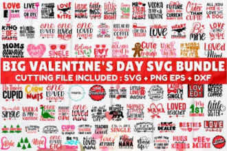 send you valentines day cute svg, clip arts, seamseless patterns bundle