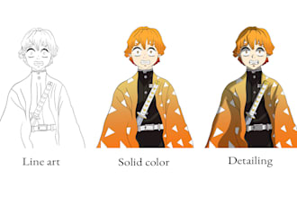 do line art, doodle, anime, and manga illustration for you