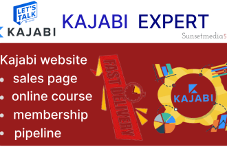 design kajabi website, landing page, sales funnel and membership site