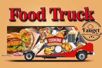 design stylish food truck wrap, food trailer wrap, and food van