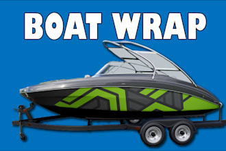 design a modern boat wrap, yacht wrap, or ship logo,  and personal watercraft