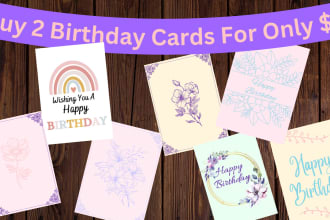 make 2 printable birthday cards for only 5 dollars