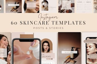 provide 60 skincare instagram templates, skincare templates