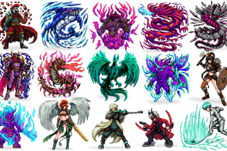 create video game pixel art character sprite sheet