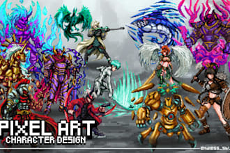 create video game pixel art character sprite sheet