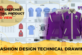 make fashion design and clothing technical flat sketch