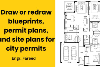 draw or redraw blueprints, permit plans, and site plans for city permits