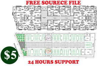 draw architectural 2d floor plan, elevation, section and site plan in autocad