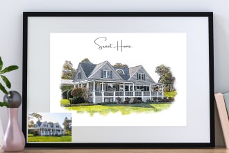 do a watercolor house portrait of your home excellent