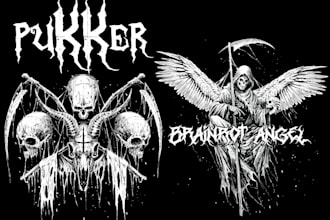 draw detailed dark, horror, metal art illustration