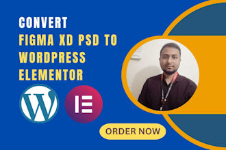 convert PSD, xd, figma to wordpress using elementor pro