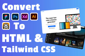 convert figma to HTML, xd to HTML, PSD to HTML, tailwind CSS