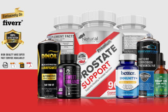 do product packaging, label design and 3d mockup