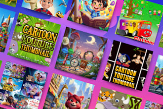 creat attractive cartoon thumbnail for your kid channel