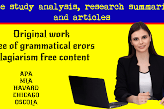 do case study analysis, research summaries, and articles