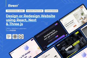 design or redesign custom website using react, next and three js